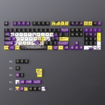 Yellow Purple Graffiti 104+22 PBT Dye-subbed Keycaps Set Cherry Profile for MX Switches Mechanical Gaming Keyboard